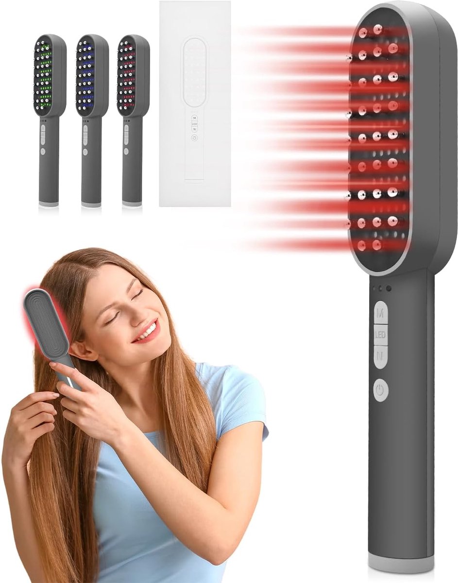 Haartherapie borstel - 4-in-1 haargroei apparaat - RF en EMS technologie - versterkt haarwortels - ShopVlot