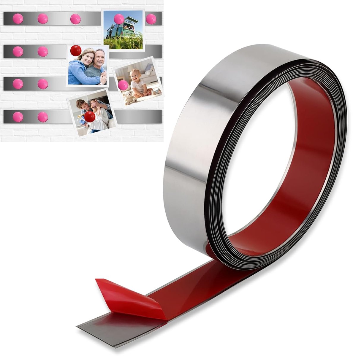 Memo strips 5m x 4cm - flexibele metalen tape - voor magneten - ideaal voor kantoor en thuis - ShopVlot