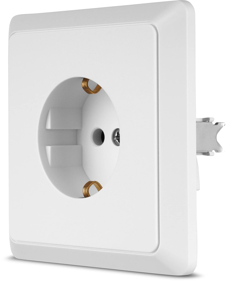 Contactdoos 1-voudig inbouw - compleet met frame en inzet - wit - eenvoudig te installeren - ShopVlot