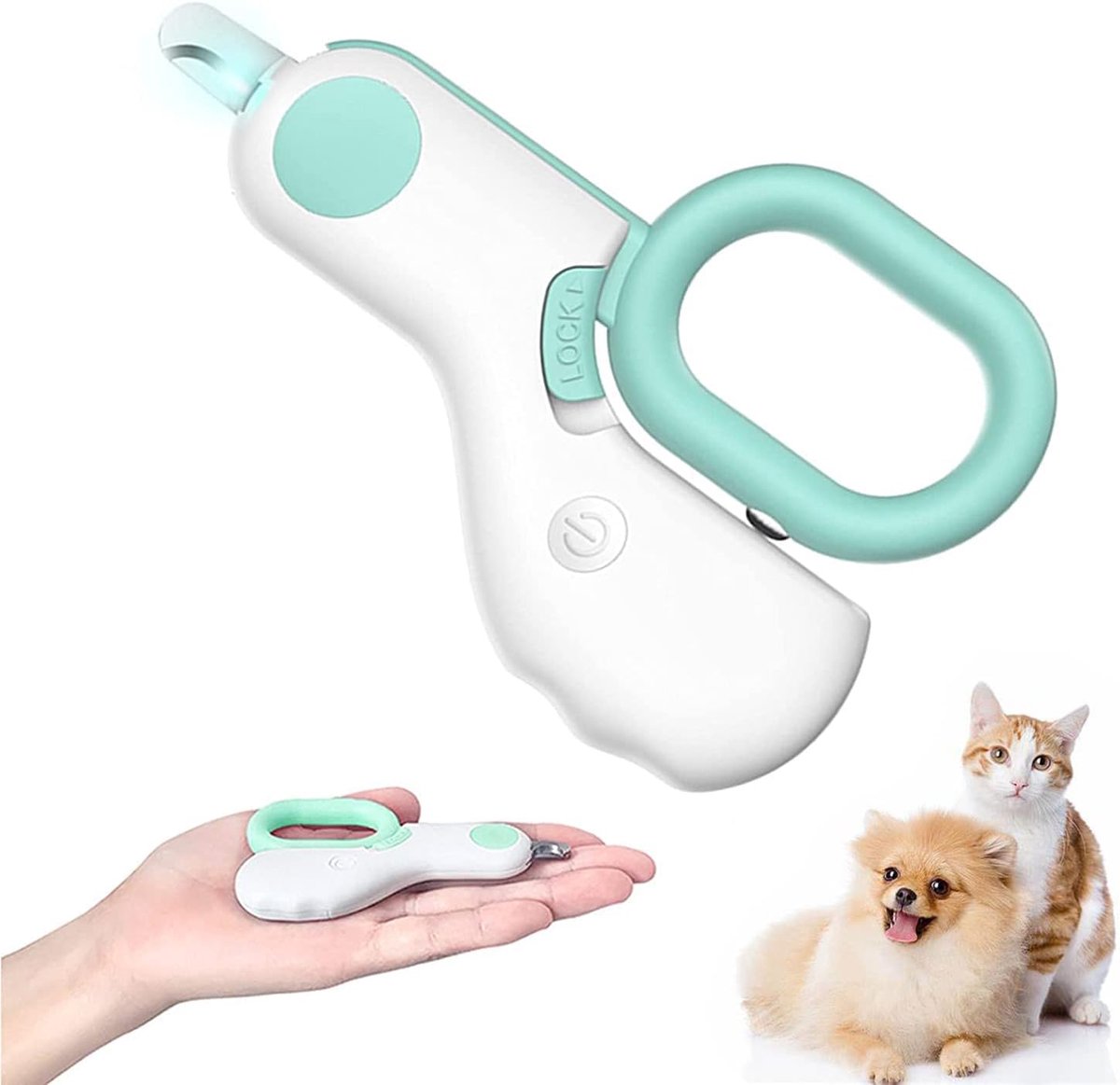 Claoner Nagelknipper voor honden katten konijnen - Met LED-verlichting - Voorkomt te kort knippen - Scherp mes - Voor kleine huisdieren - Blauw