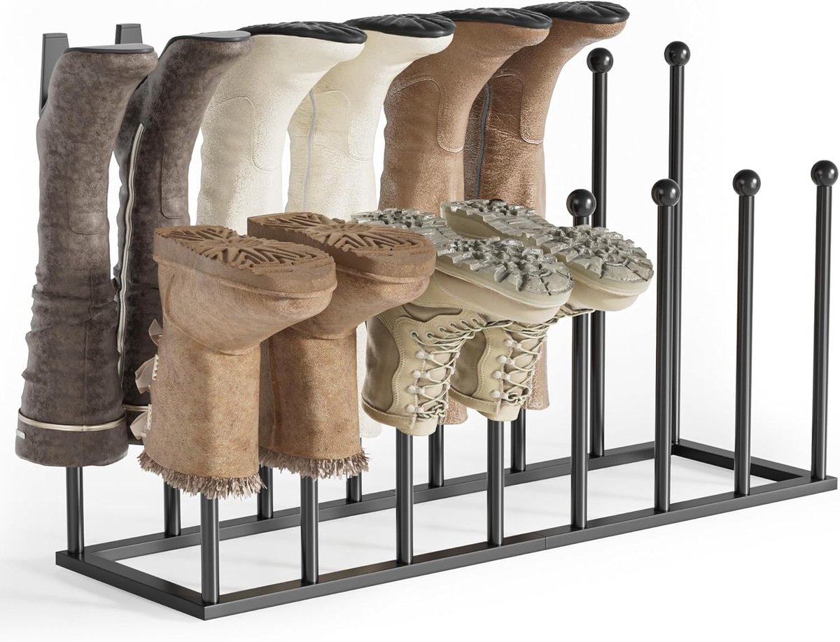 schoenenrek vrijstaand zwart - metalen opslag - geschikt voor 8 paar schoenen - ideale organizer voor studentenkamer - ShopVlot