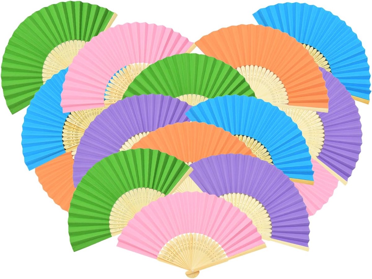 Vouwbare handfans 15 stuks - kleurige gasten cadeaus - met inscriptie - perfect voor bruiloften - ShopVlot
