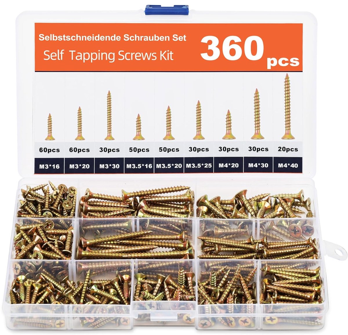 Schroevenset 360 stuks - Zelftappende houtschroeven - Verzonken kop - Ideaal voor DIY-projecten - ShopVlot