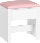 HILINSIE Hocker Schminktisch, 30 x 40 x 44 cm, Rosa, Sitzhocker Gepolstert, Makeup-Hocker mit Rutschfesten Fußpads, Geeignet für Ankleidezimmer, Schlafzimmer, Eingangsbereich