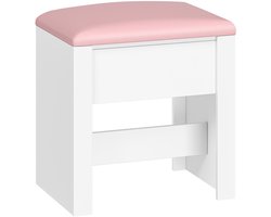 HILINSIE Hocker Schminktisch, 30 x 40 x 44 cm, Rosa, Sitzhocker Gepolstert, Makeup-Hocker mit Rutschfesten Fußpads, Geeignet für Ankleidezimmer, Schlafzimmer, Eingangsbereich