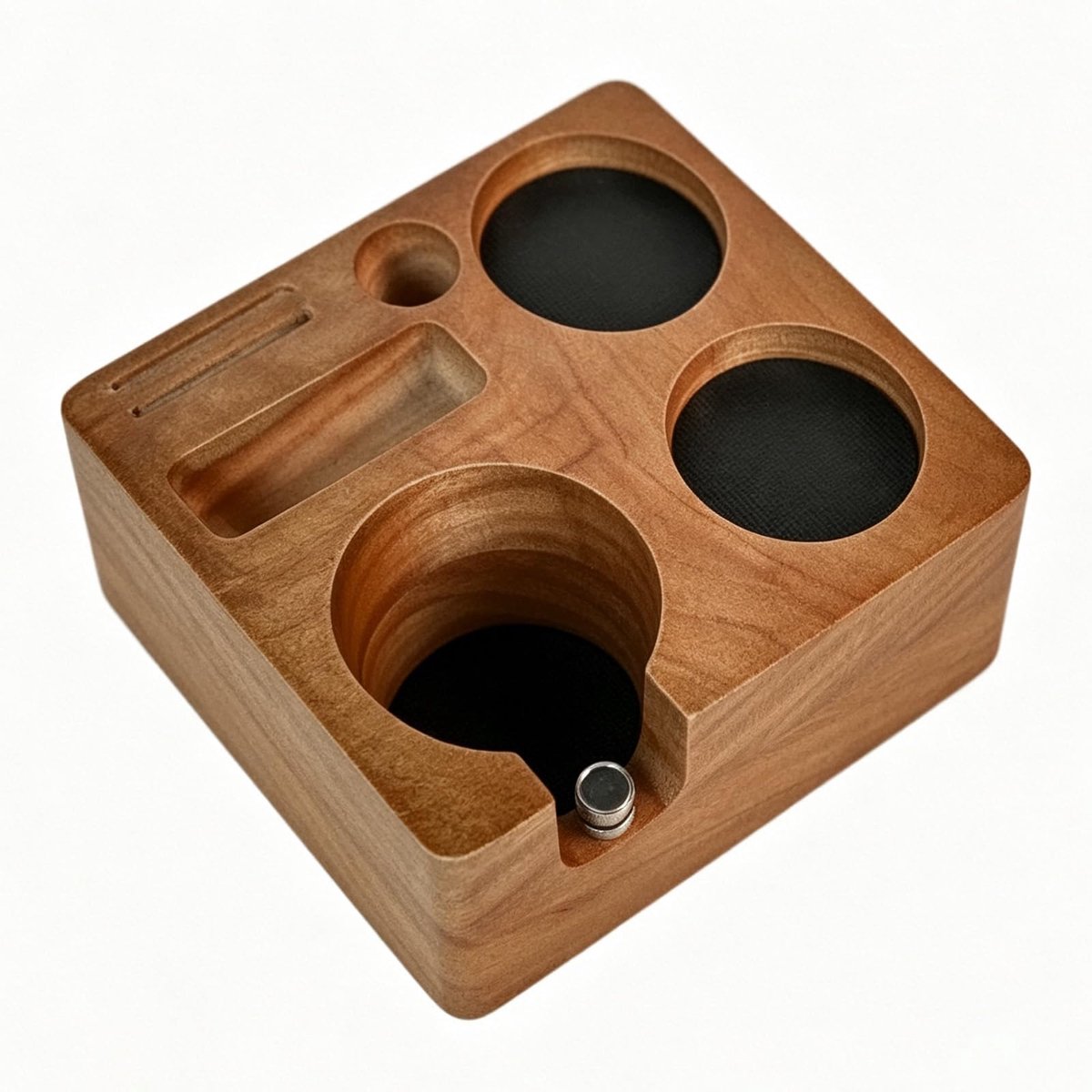 Espresso Tampstation van Walnoothout - Koffie Tamper Organizer voor Espresso Accessoires - Barista Werkstation voor Aandrukken en Opbergen van Tamper - Geschikt voor 51/54/58 mm Espresso Accessoires - Houten Koffie Accessoirehouder