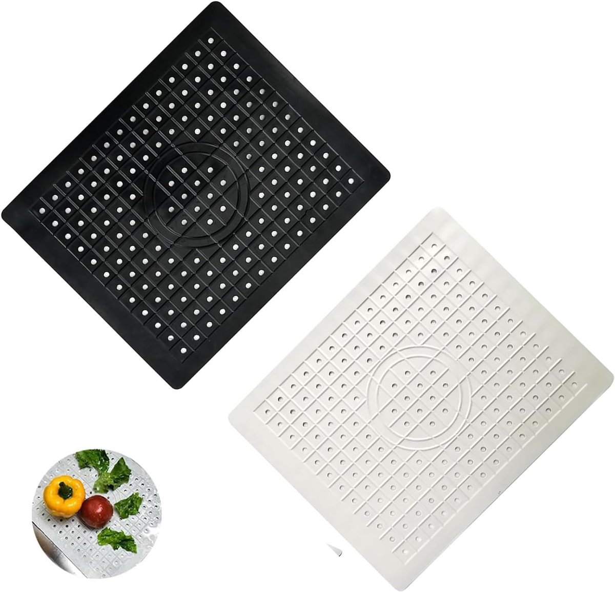 Spoelbakmat van siliconen, 2 stuks spatbescherming voor wastafel, spoelbakmat met afdruipfunctie als bescherming voor - ShopVlot