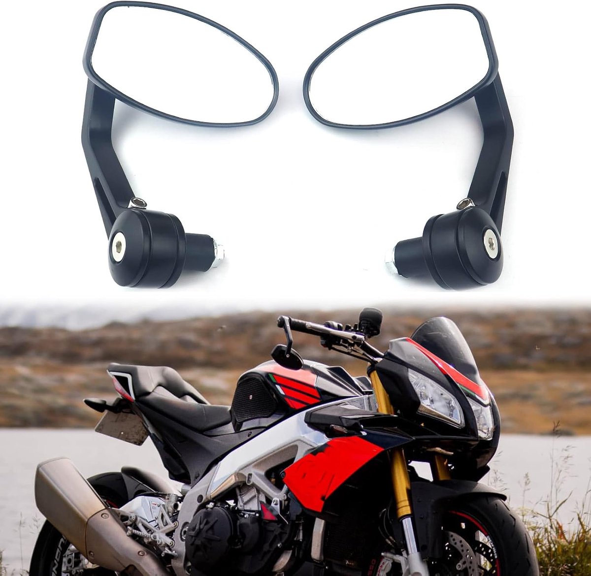 Motorfiets achteruitkijkspiegel 7/8 inch - Aluminium rond - Universeel voor straatfiets en ATV - Verbeter zichtbaarheid - ShopVlot
