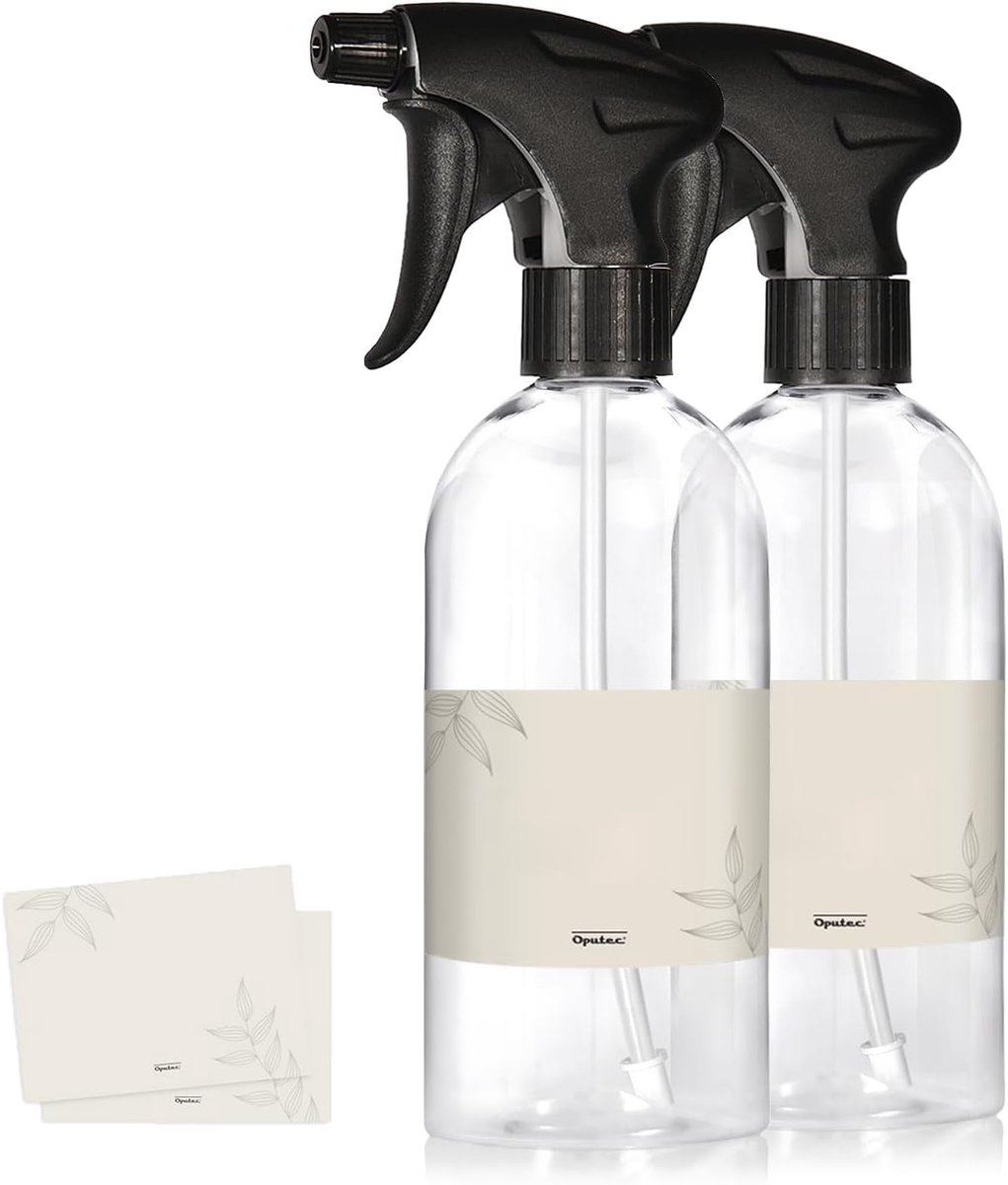 Spuitfles 2 x 500 ml - transparant plastic - verstelbare spraykop - ideaal voor planten en schoonmaken - ShopVlot