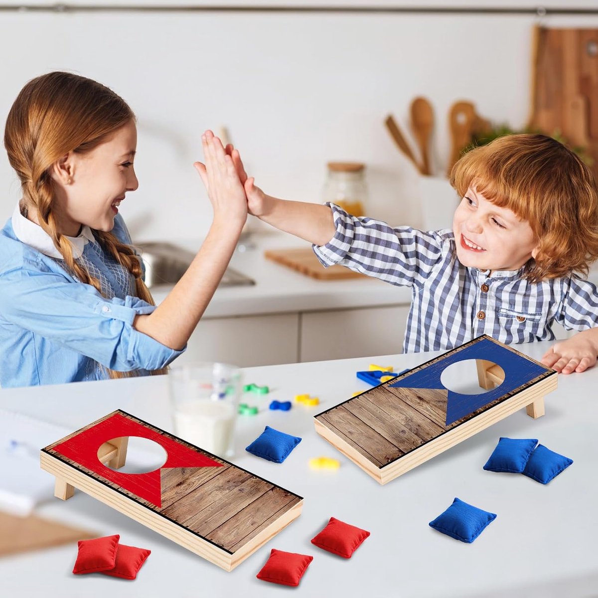Mini cornhole spel - compact formaat - houten ontwerp - leuk voor buiten - ShopVlot