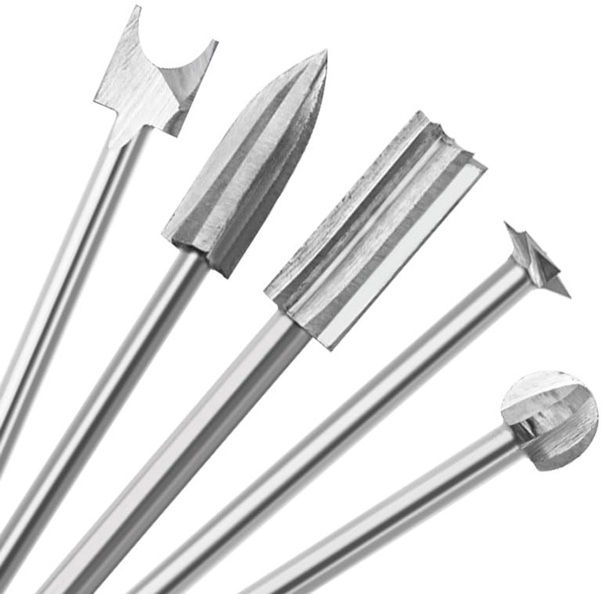 Houtbewerkingsmachine set 5-delig - 1/8 inch shank - verschillende snijgereedschappen - ideaal voor houtsnijprojecten - ShopVlot