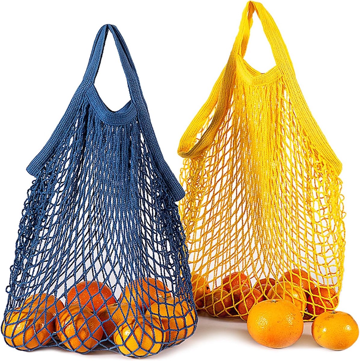 Katoenen boodschappentas 2 stuks - Vouwbaar - Korte handvatten - Perfect voor fruit en groenten - ShopVlot