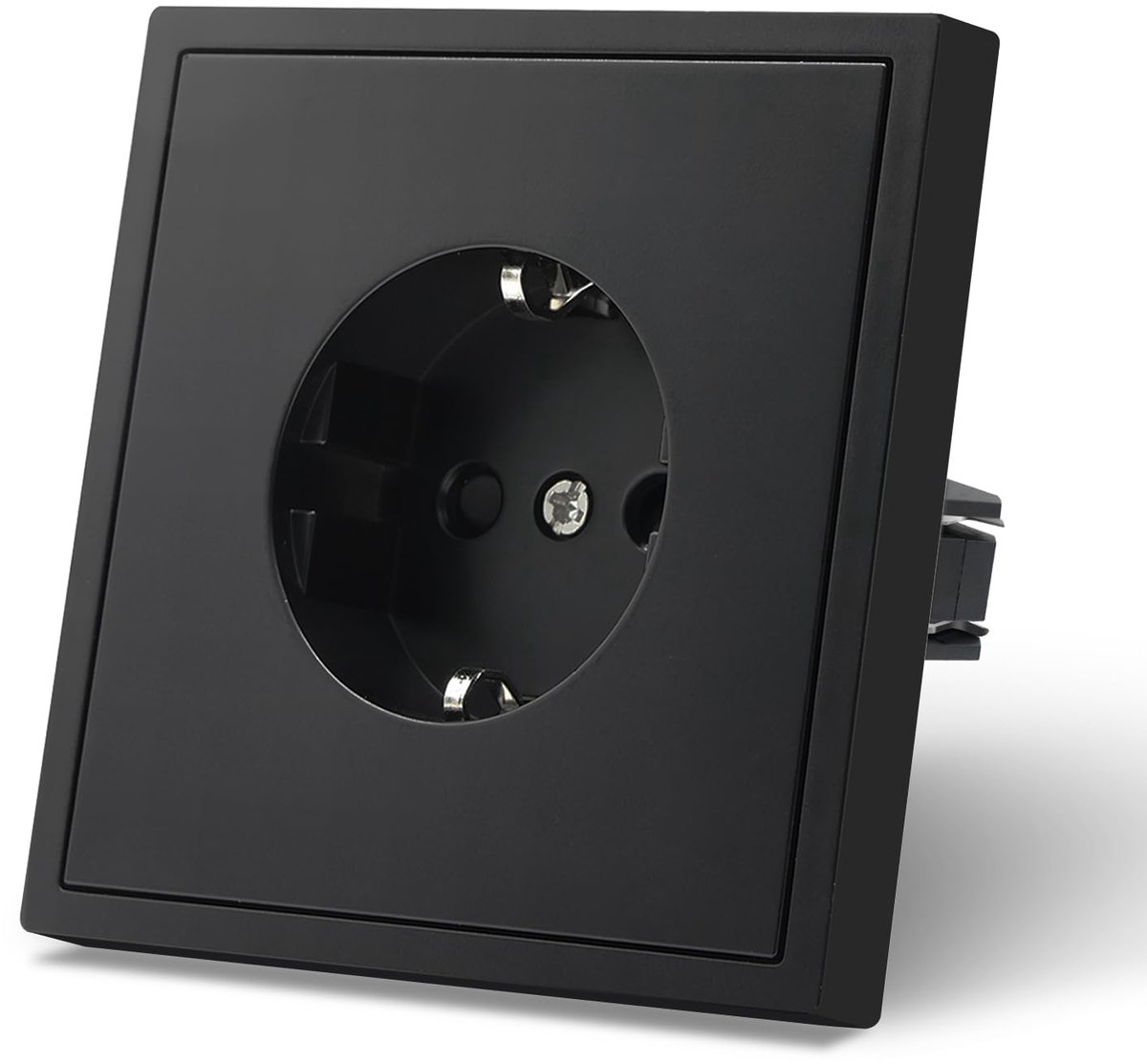 Schuko stopcontact 1-voudig - verzonken uitvoering 80mm x 80mm - zwart - eenvoudige installatie - ShopVlot