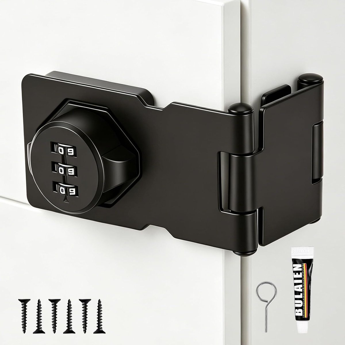Kast combinatieslot 90° ronde winding - zwart - veilig afsluiten - ideaal voor kasten - ShopVlot
