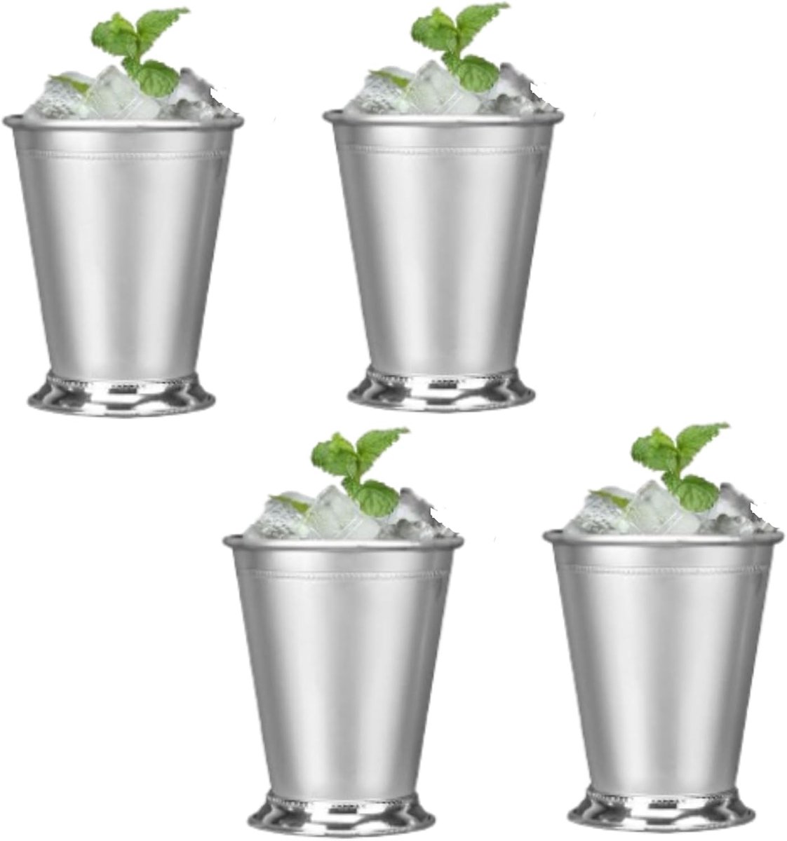 Mint Julep Cups 400ml - RVS met Beaded Trim - Elegante uitstraling - Perfect voor cocktails - ShopVlot