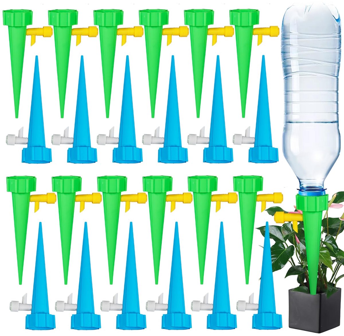 Automatische bewateringsset 24 stuks - verstelbare regelklep - langzame vrijgave - ideaal voor kamerplanten - ShopVlot