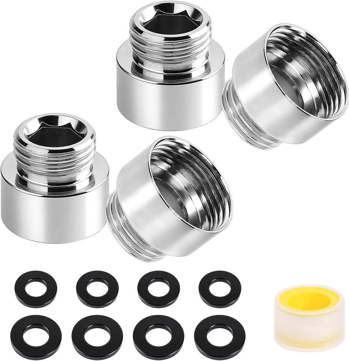 Reducerende adapter 3/4 naar 1/2 - messing met rubberen afdichting - voor waterleidingen - ShopVlot