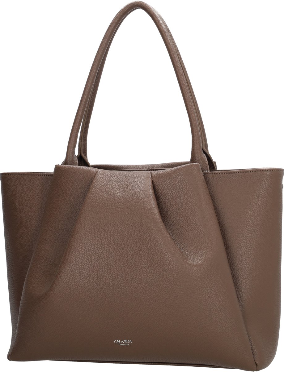 Charm London Lyon Laptoptas - 15.6 inch - Dames - Werktas - Ritssluiting - Magneetsluiting – Laptopvak – School – A4tas – Shopper - Mokka
