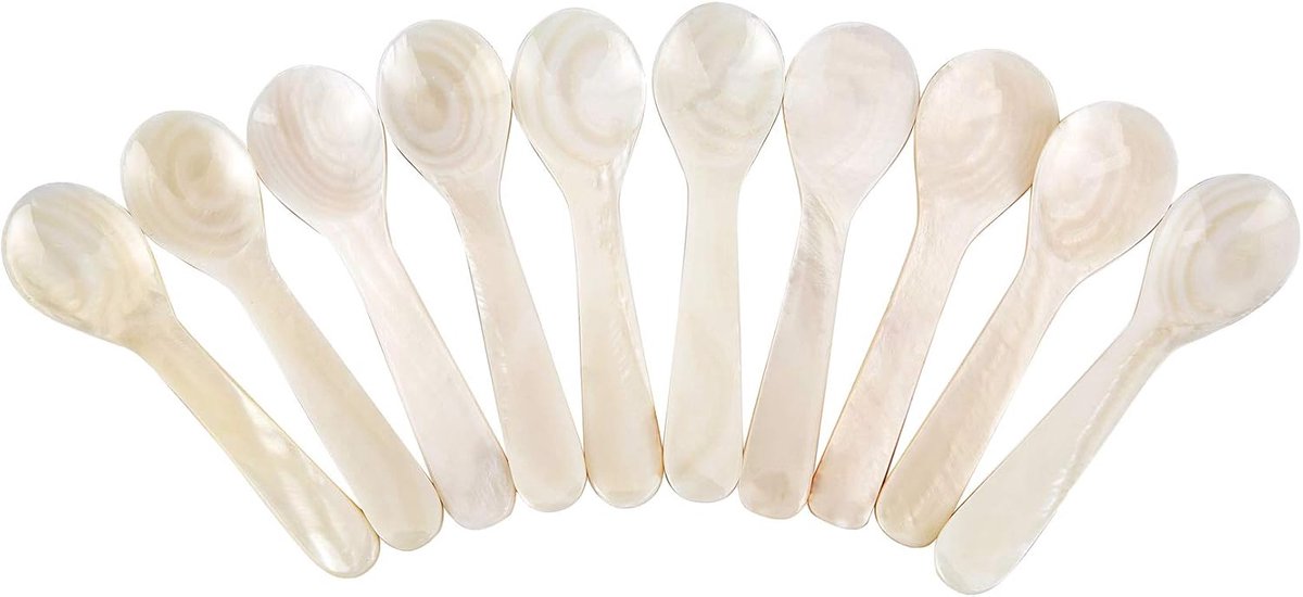 DUEBEL 10 parelmoeren lepels - 7 cm - handgemaakt - ideaal voor caviar en eieren - ShopVlot