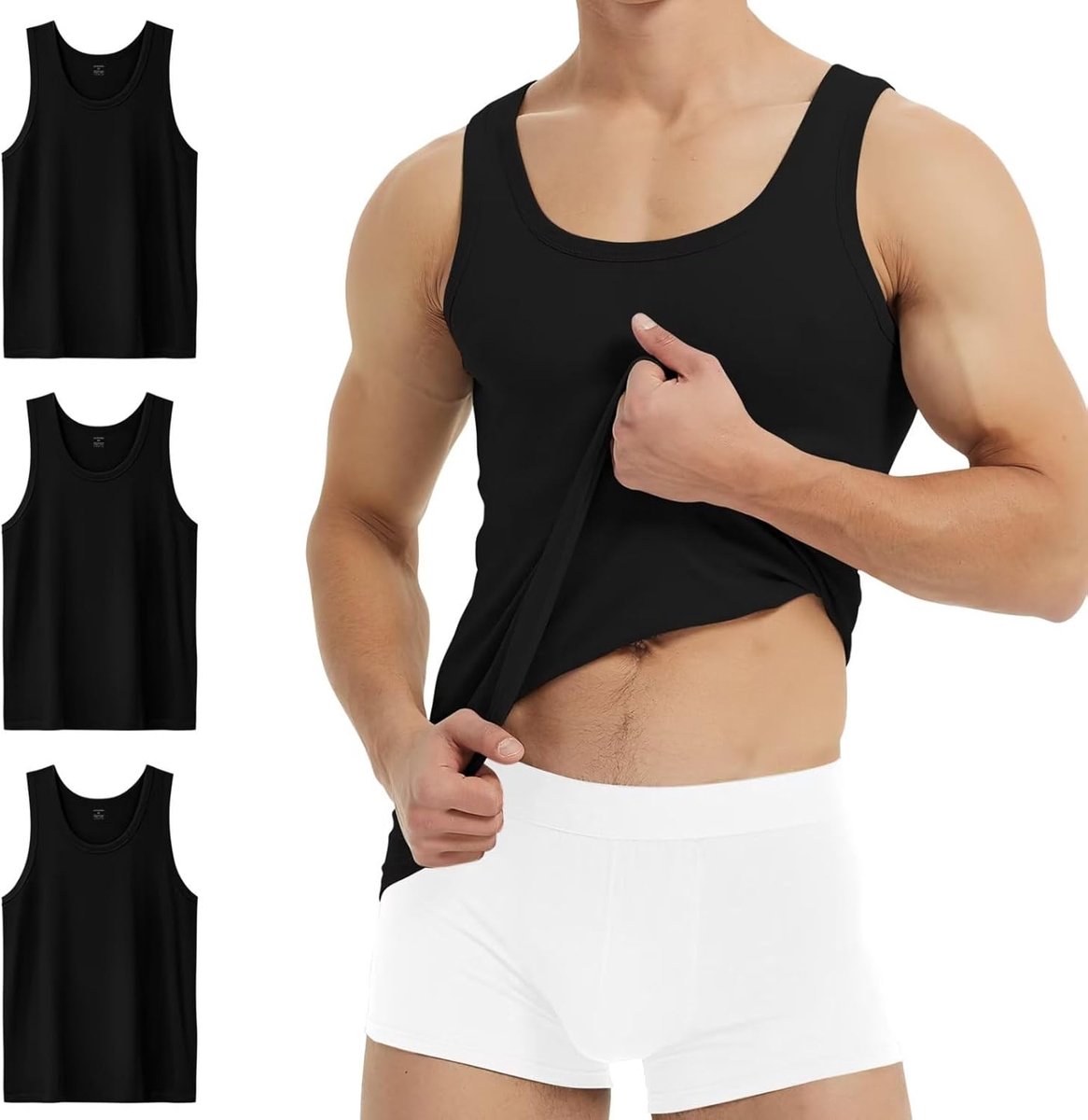 Heren Tanktop 100% Katoen - Fijn Rib - Ademend en Comfortabel - Ideaal voor Sporten - SnelShoppen