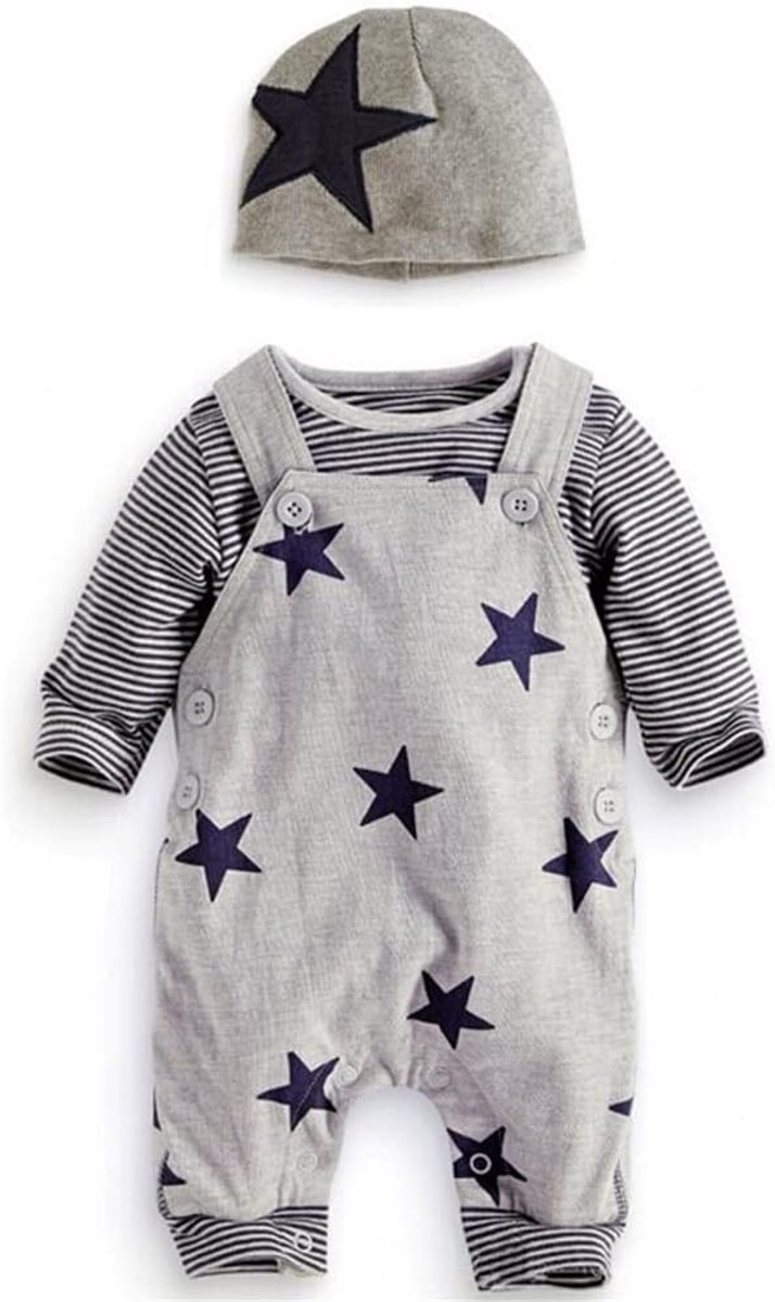 Baby jongens kleding set 3-delig - lange mouwen katoen - gestreept - comfortabel voor dagelijks gebruik - SnelShoppen