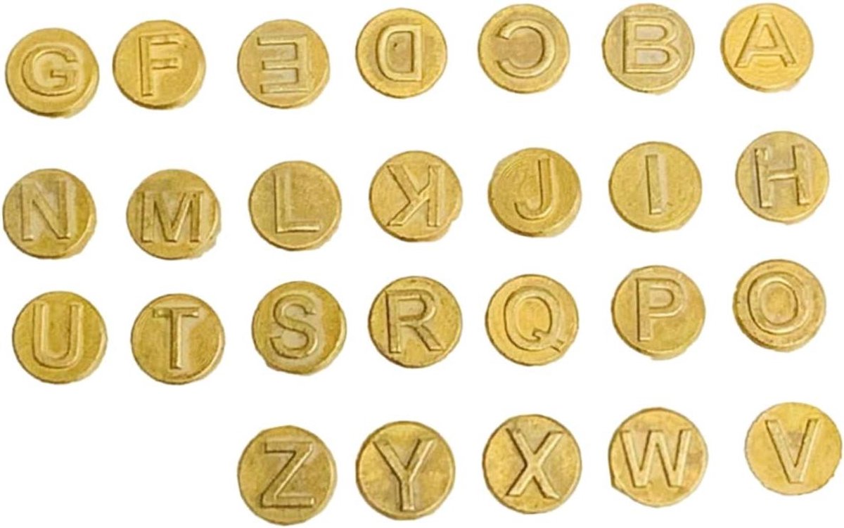 Houtbrandpen Set - Pyrografie Tool - Houtbewerking Projecten - 26 Letters Ontwerp - 3x3cm - Goud