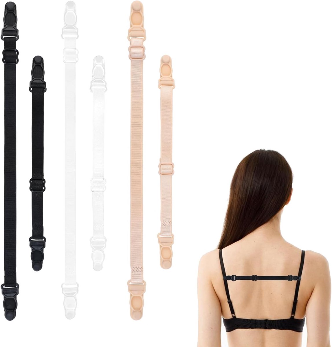 BH-houder clips 6 stuks - verstelbaar en elastisch - voorkomt afglijden van banden - handige bh-accessoires - SnelShoppen