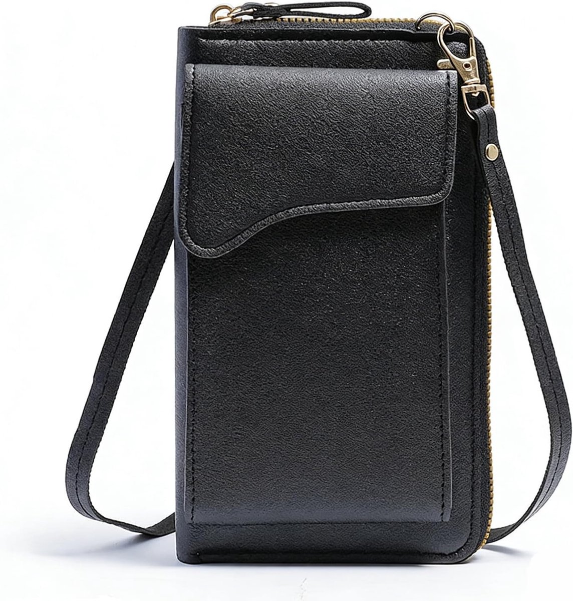 Crossbody telefoontas dames - zwart PU-leer - mini-schoudertas - ideaal voor mobiel gebruik - SnelShoppen