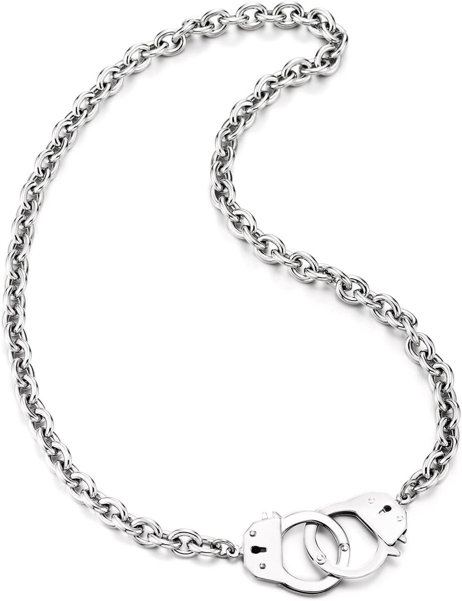 Halsketting handboeien - roestvrij staal - statement sieraden - voor punk rock liefhebbers - SnelShoppen
