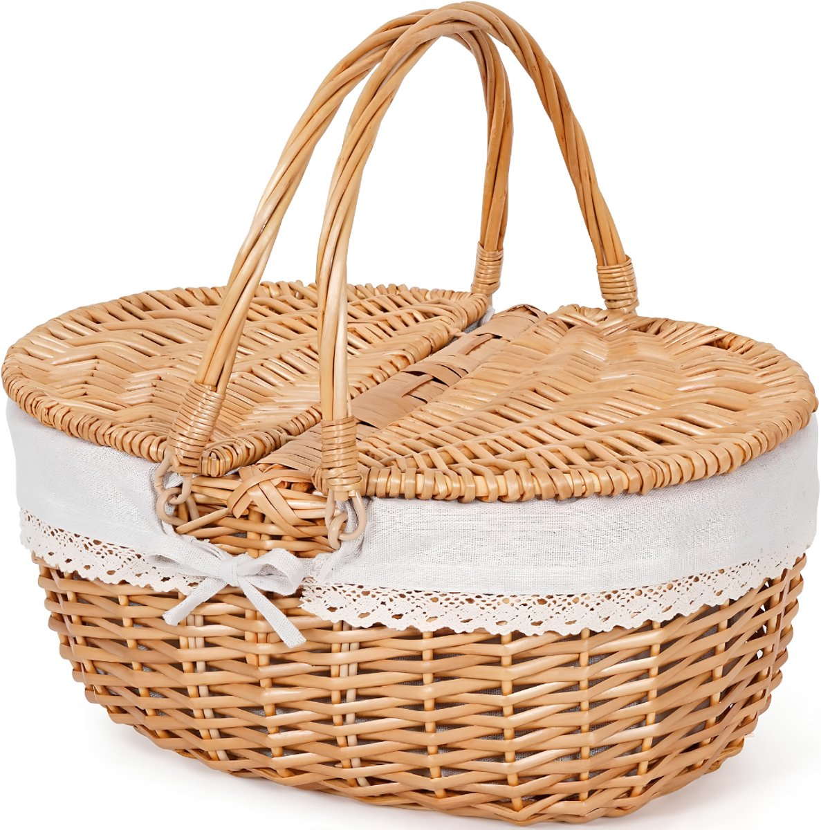 Lìon® Picknickmand - Mand Outdoor - Picknickmand 2 Personen - Bruin - 29cm x 40cm x 19cm