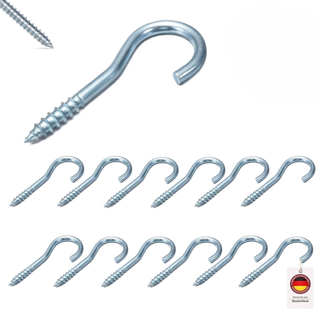 Schroefhaken 7 cm - Gegalvaniseerd staal - Stevige verbinding - Perfect voor wandmontage - ShopVlot