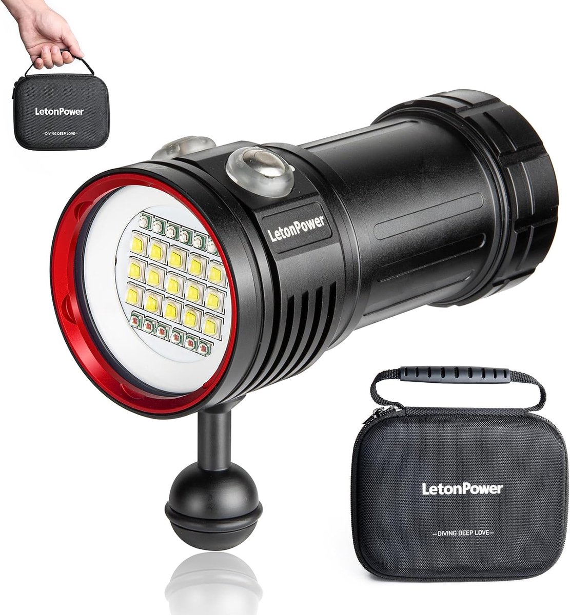 Onderwater videolicht 10000 lumen - 100m waterproof - USB-C opladen - ideaal voor onderwaterfotografie - ShopVlot