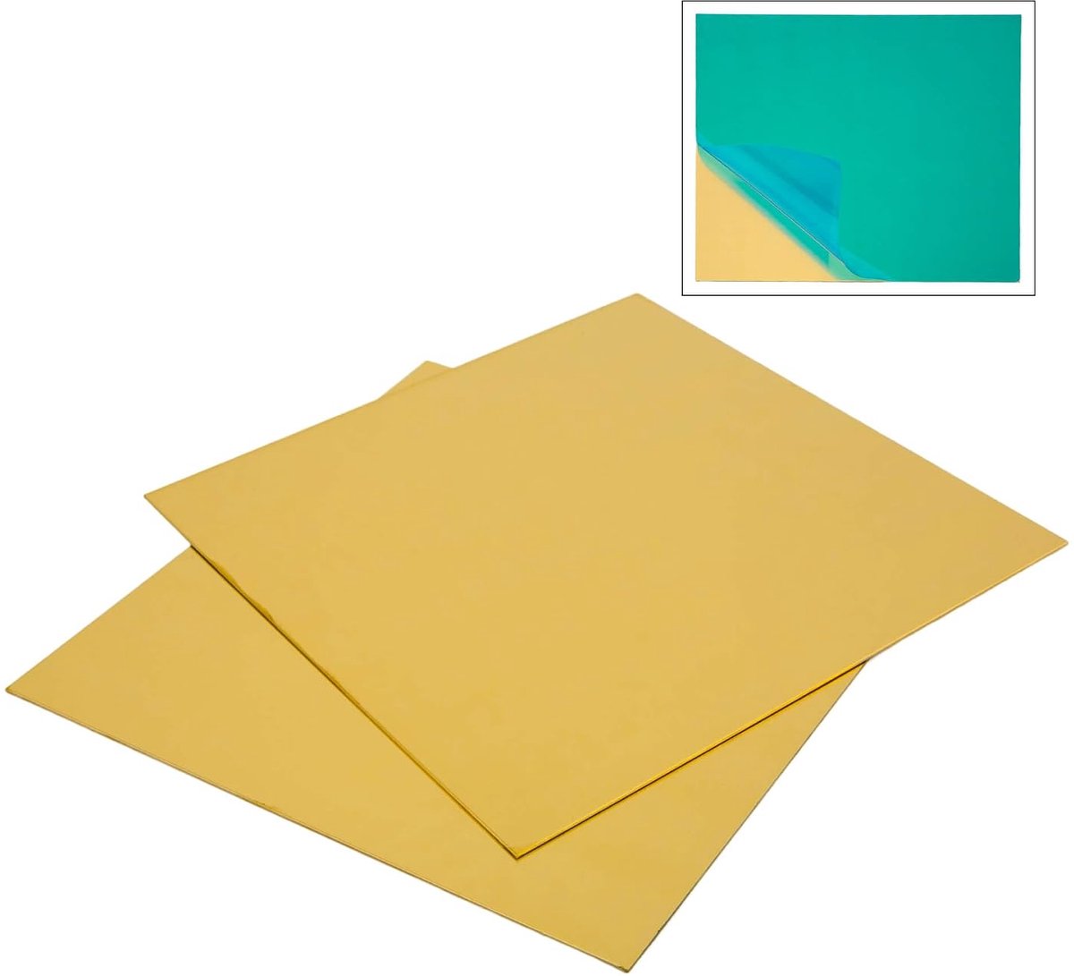 Messing platen 18cm x 18cm - dubbelzijdig folie - H62 messing - eenvoudig te bewerken - ShopVlot