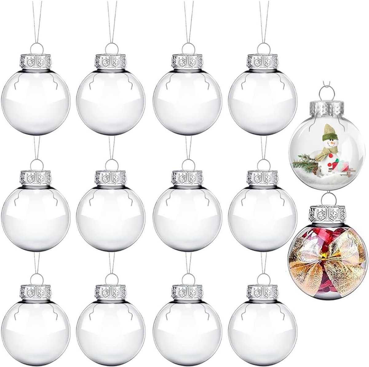 Kerstballen 12 Stuks - Transparante Plastic Ballen - 6 cm - Perfect voor Kerstversiering - ShopVlot