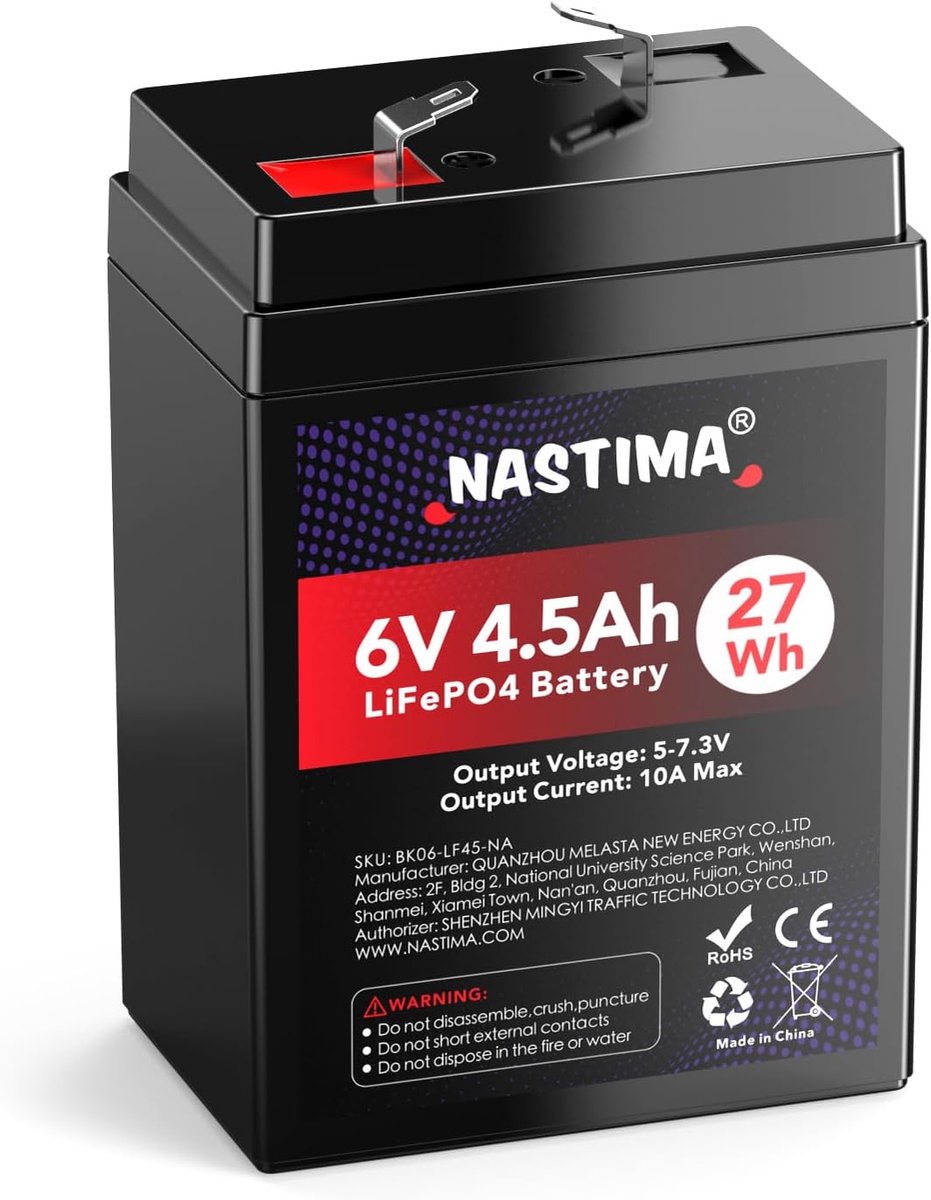 Oplaadbare batterij 6V 4.5Ah - LiFePO4 - BMS-bescherming - Geschikt voor speelgoedauto's voor kinderen - ShopVlot