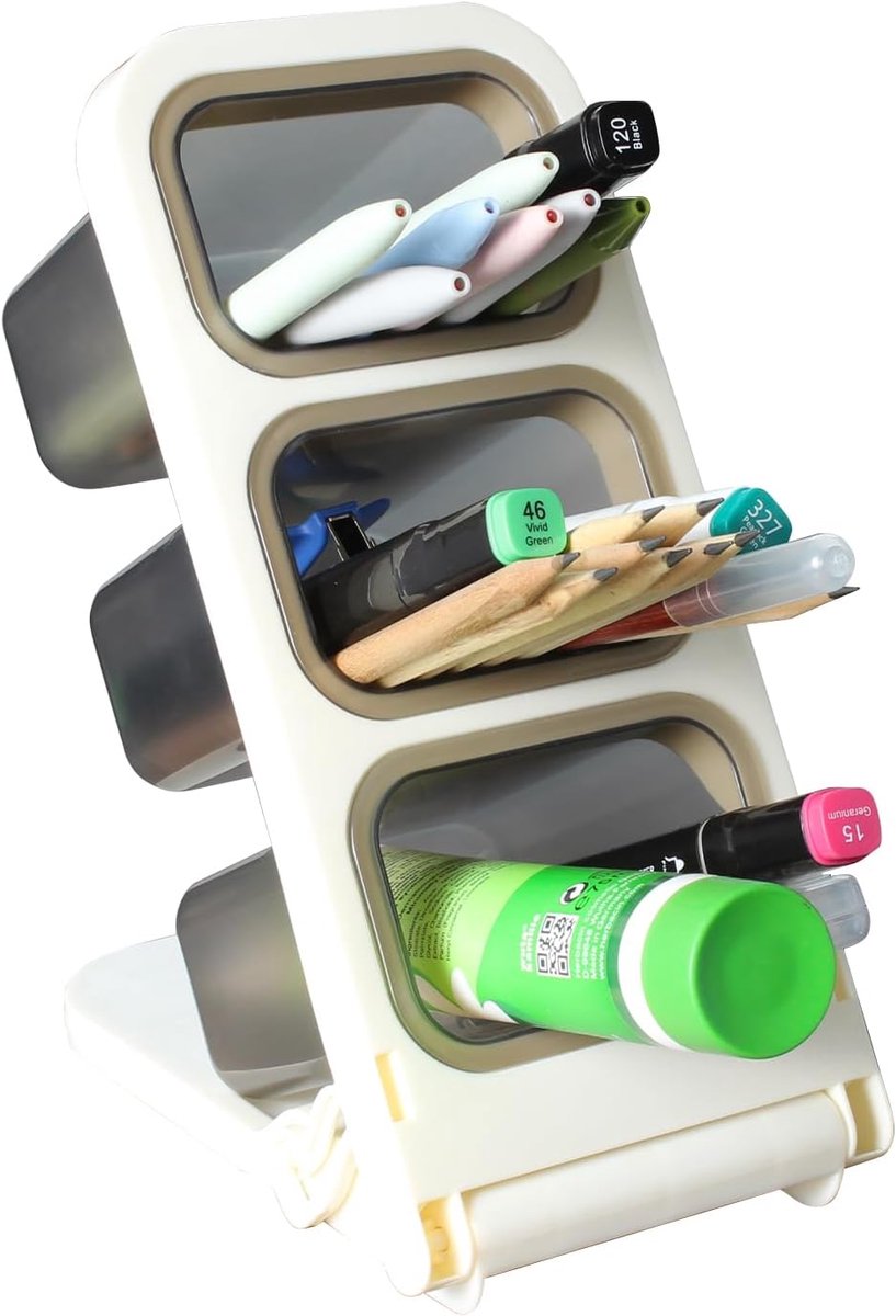Deskpenhouder 3-voudig - 45° design - Opvouwbaar - Ruimtebesparend - ShopVlot