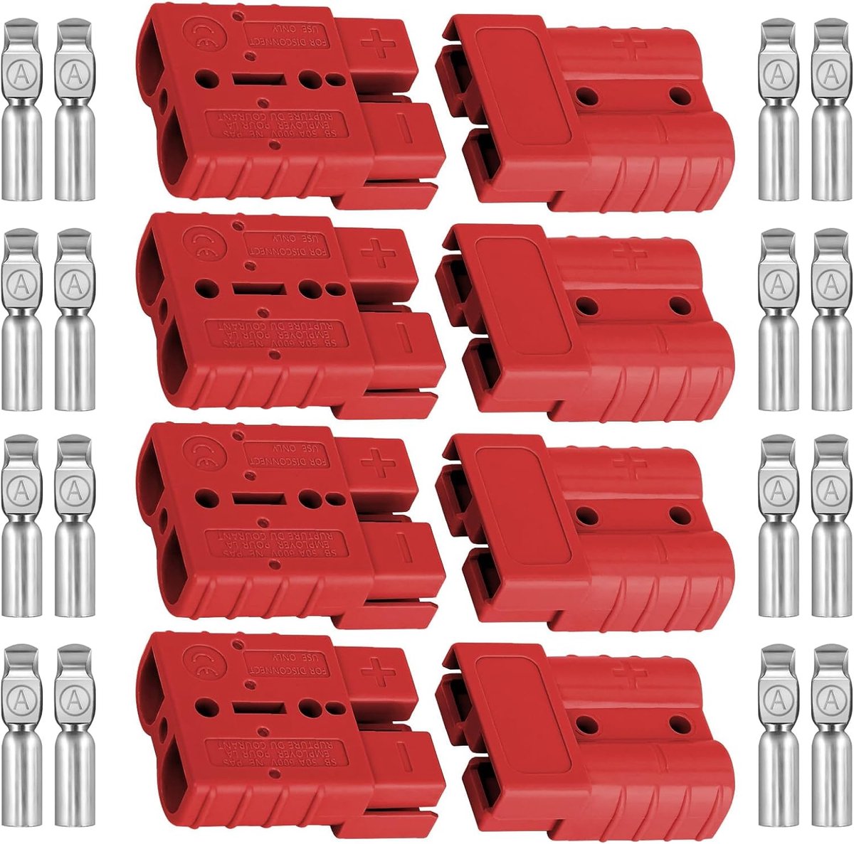Batterijconnector 50A - 8-delige set - Gemaakt van koper - Geschikt voor 6-12AWG voertuigen - ShopVlot