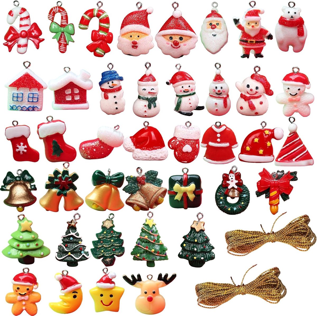 Kerst-mini-ornamentset 40-delig - unieke harsdecoraties - veelzijdige collectie - perfect voor boomversiering - ShopVlot
