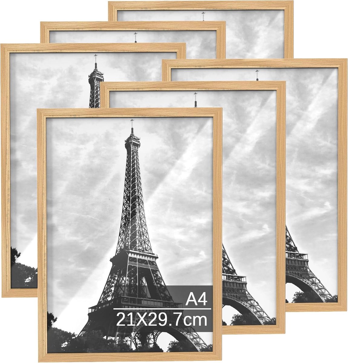 Alyoen A4 Fotolijstset - Houten Lijsten - Set van 6 - Perfect voor Kinderschilderijen - ShopVlot