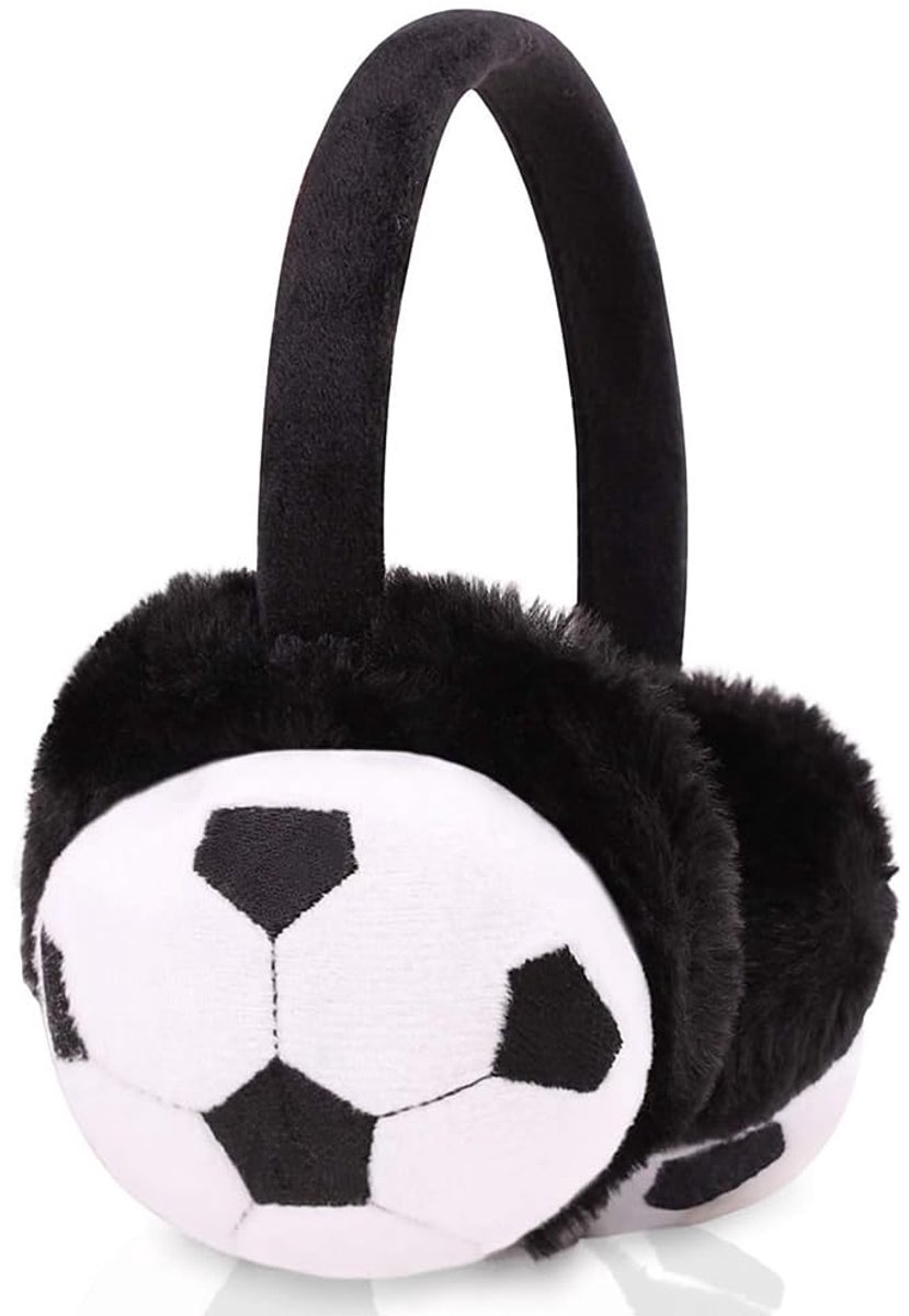 Oorbeschermers kinderen - voetbal patroon - warm pluche - zachte comfortabele oorbeschermer - ShopVlot