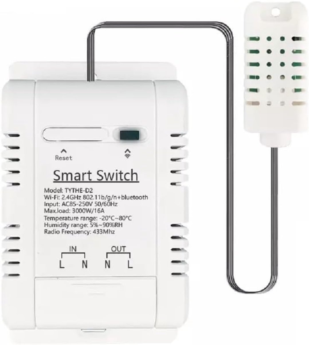 Temperatuur en Vochtigheid Controller - Draadloze WiFi Schakelaar - 16A met Power Meter - ShopVlot