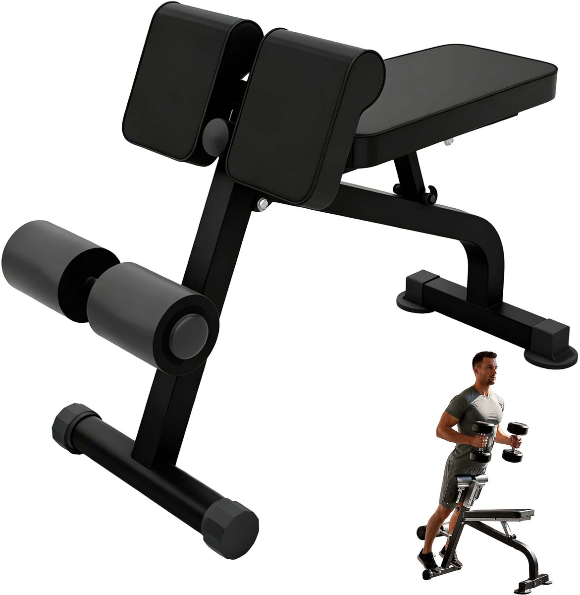 Fitnessbannk - inklapbaar - voor hyperextension - curls