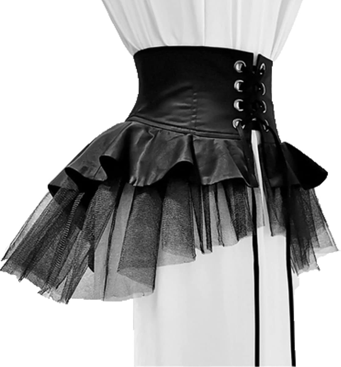 Steampunk Victoriaanse rok met ruches voor dames, tule rok, tailleriem, korset, kostuum, piratenonderrok, cosplay, Halloween-jurk