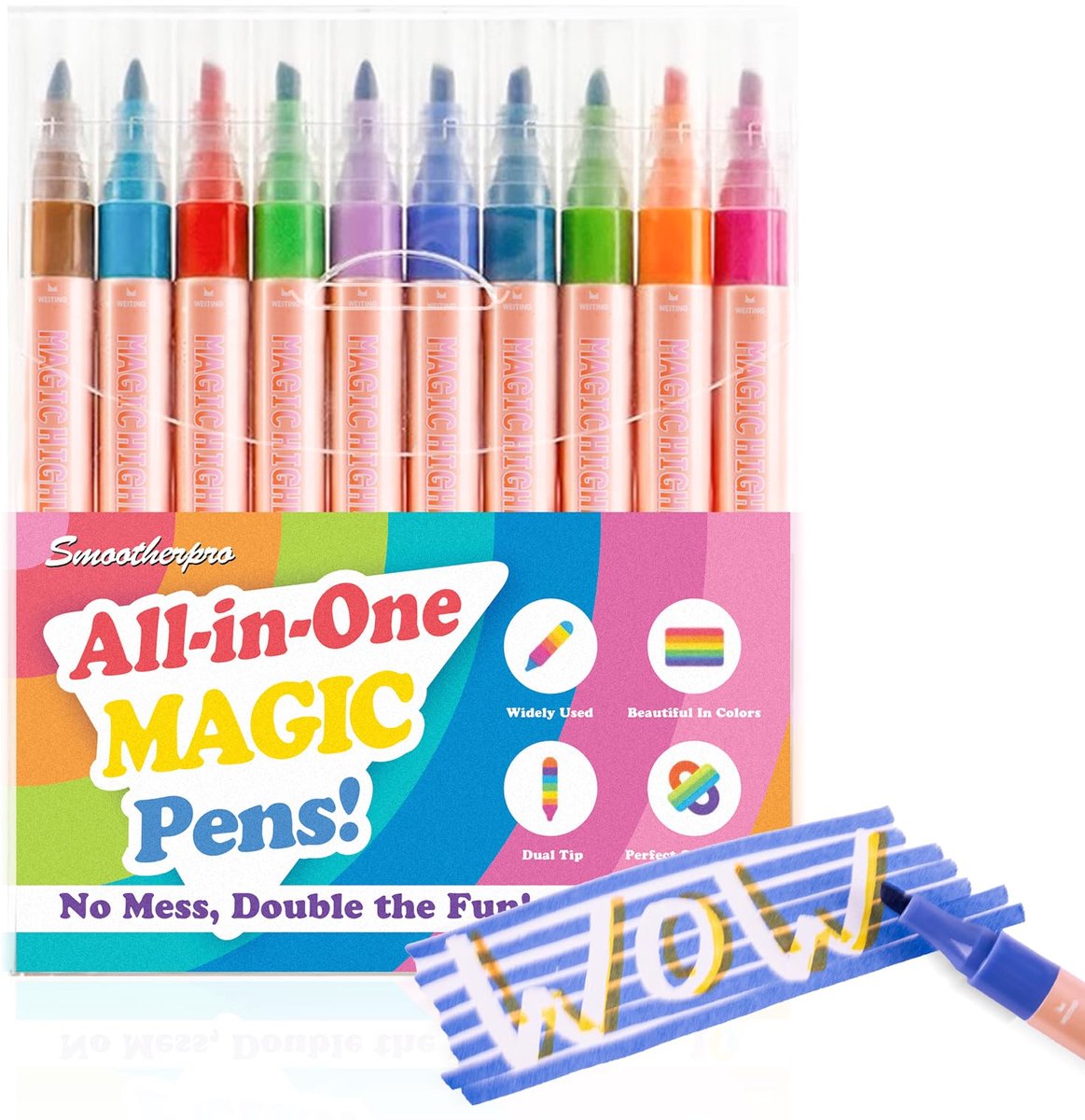 Markers kleurwisselend 10 stiften - dubbele punt - magische kleuren - maak 3D-letters - SnelShoppen