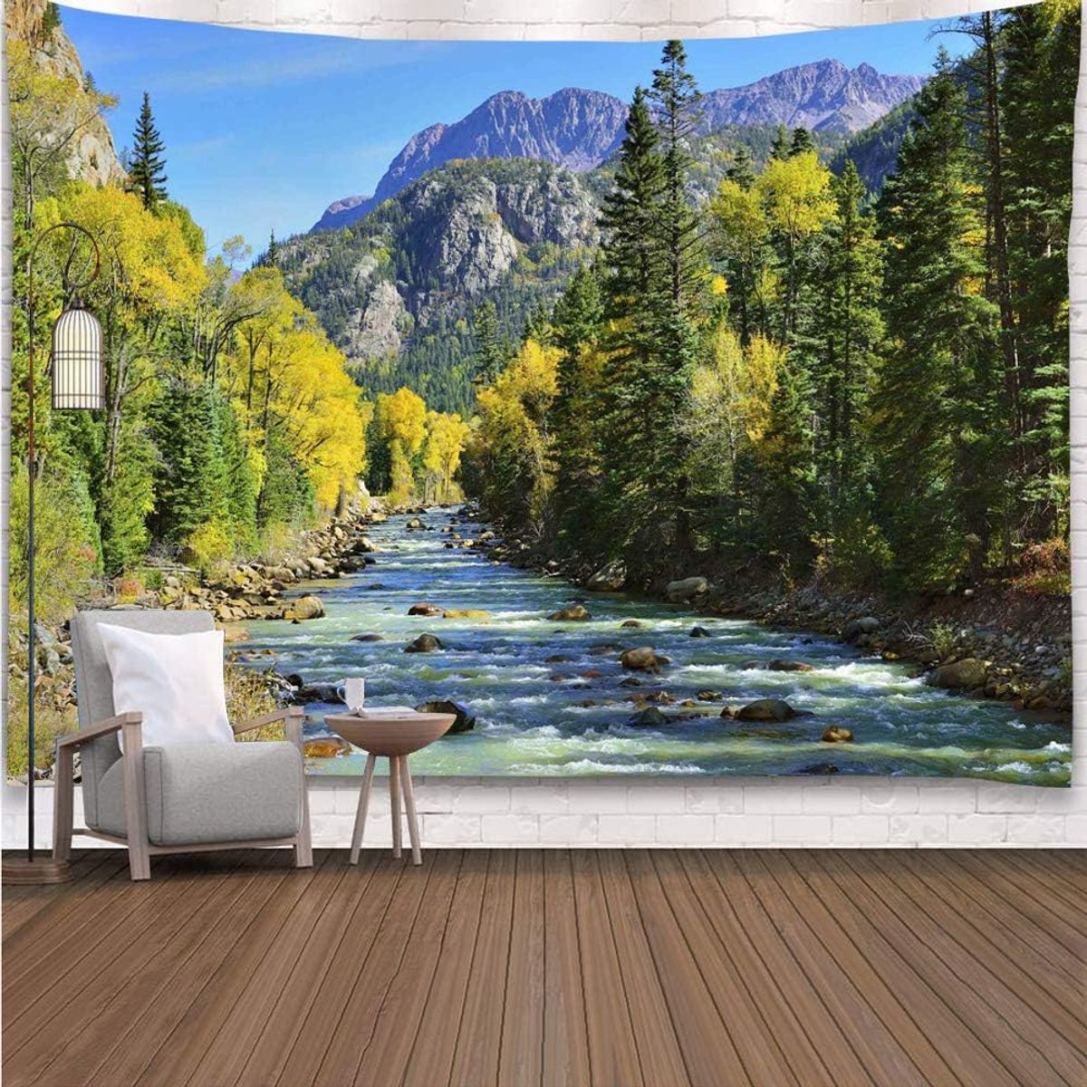 Tapestry Forest Wandtapijt XXL Bos Natuur Bomen Groen Dennenboom Landschap Muur Opknoping Extra Grote Tapestries voor Thuis Kantoor Dorm Decoratie, 305 x 230 cm