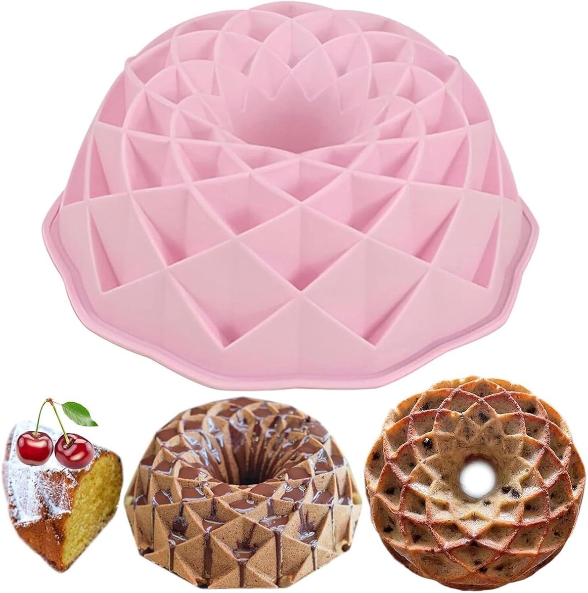 cakevorm, 23 cm siliconen mallen voor cake vorm voor chiffon cake cakevorm siliconen mal voor cake cake cakevormen donutvorm (roze)