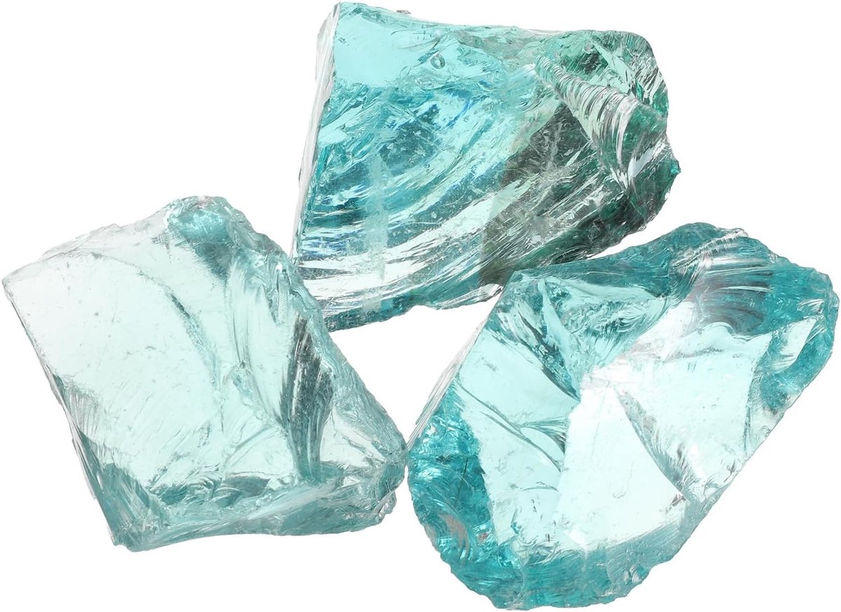Vuurglas voor haard, 5-8 cm, hoogglans-reflecterende glazen stenen voor natuurlijke of propaangashaard, vuurglas, voor binnen en buiten, blauw, 400 g