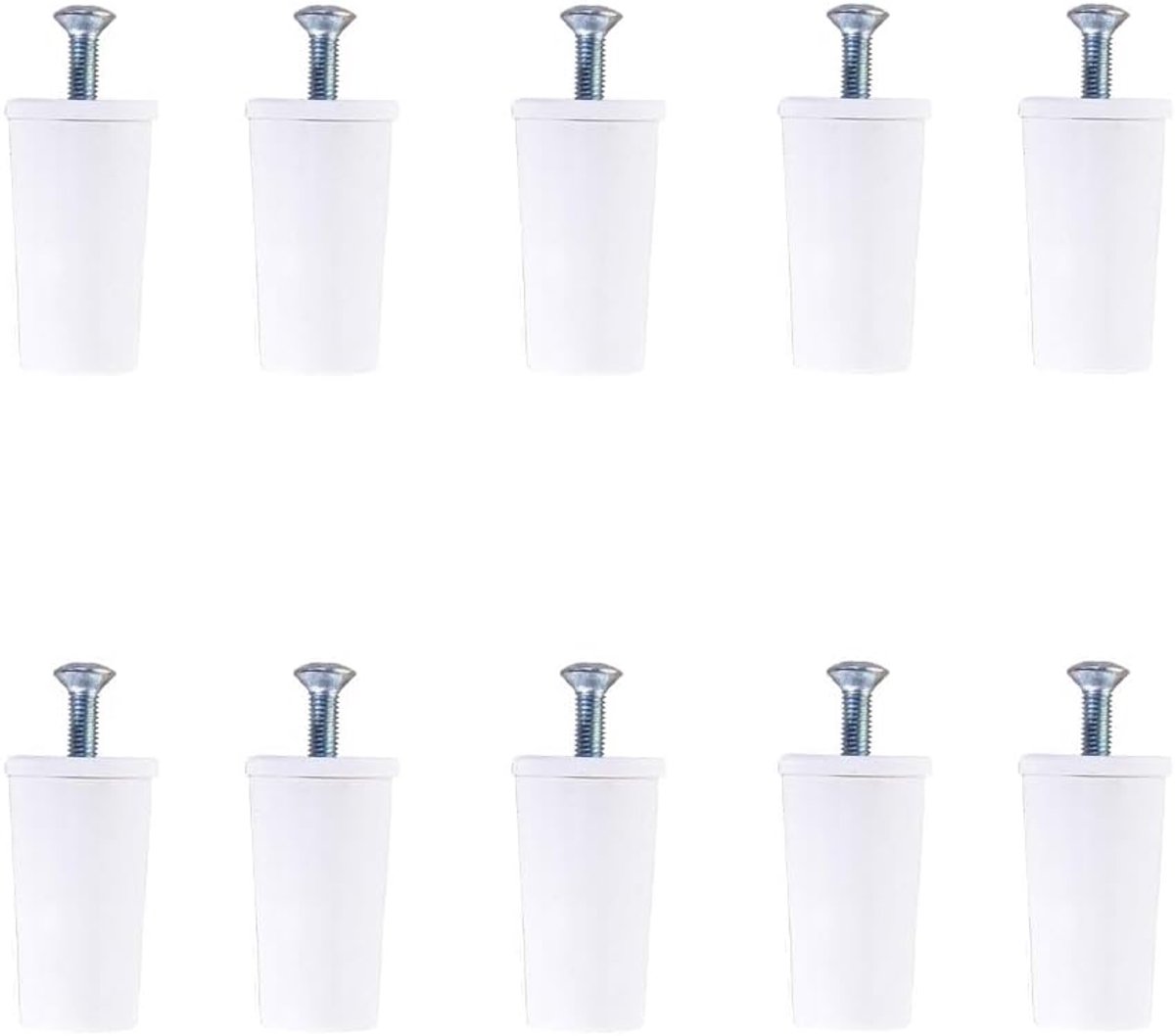Stoppers voor rolluiken, kleurrijk, van PVC, gemaakt in Italië, verkrijgbaar als set met 10 stuks of afzonderlijk - inclusief schroef (10 stuks, wit)