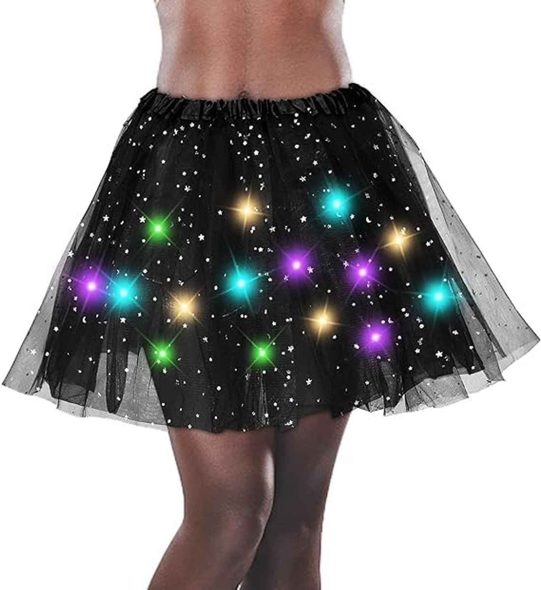 Tutu voor dames, led-rok voor dames, tutu-rok, meisjes, tule rok, tutu, rok, pailletten, sterren, balletrok, prinsessenjurk, tutu, voor feestjes, dansen, carnaval cosplay kostuum
