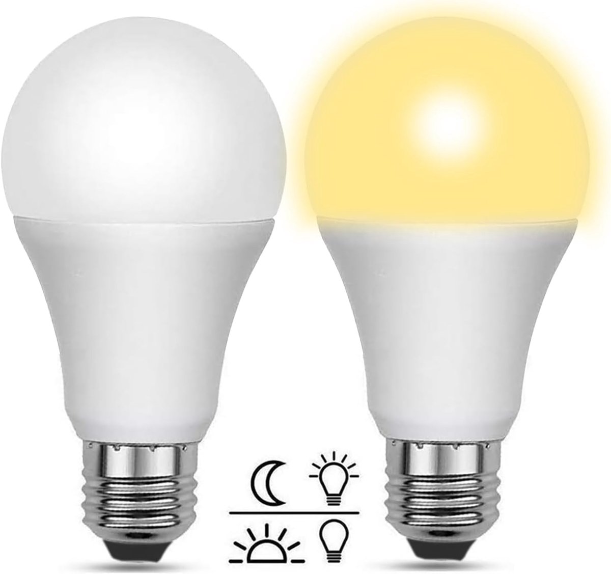 Led-schemerlamp E27, 12 W, warmwit, 3000 K, met lichtsensor, 1200 lumen, AC 230 V, 160 graden, E27, 100 W, vervanging van gloeilampen, met schemeringssensor voor buitenlamp voor entree, tuin